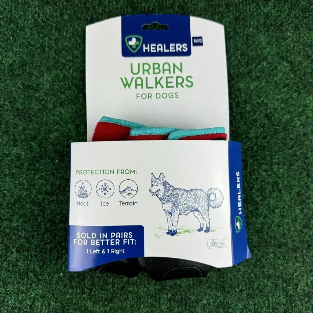Urban Walkers Dog Boots in Red with Teal Trim
